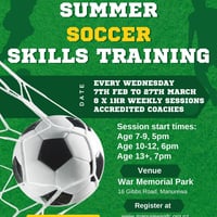 Get ready for an exciting year of football at Manurewa AFC!

Our expert coaches, Brendon Coe and Alan Morby, will help you sharpen your skills in our 8-week Summer Skills program.

Perfect for newcomers and winter season prep.

Register at www.manurewaafc